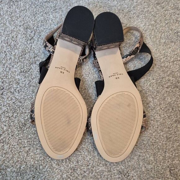 Cole Haan Women’s 8 Aniston Elastic Black Snake Print Leather Heels Sandals - Picture 7 of 8